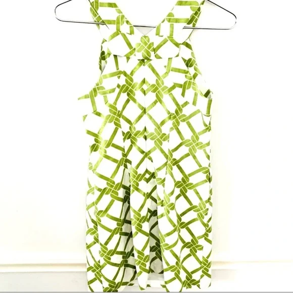 MILLY of New York Cutout Geometric Print
Green/ White Jacquard Mini Dress - Picture 2 of 9